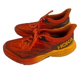 HOKA Speedgoat 5 Trail Running Shoes Men’s 10.5 Orange Vibram Hiking Running